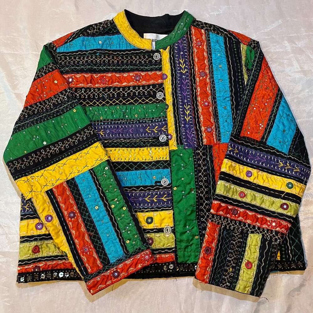 Vintage Chicos Patchwork Embroidered Jacket